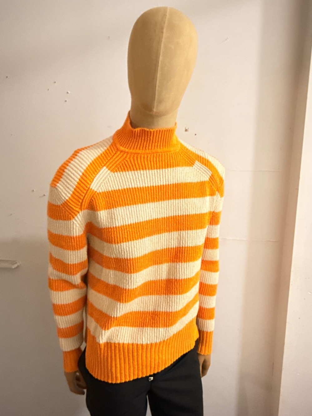 Jacquemus Orange and Cream Striped Turtleneck Sweater